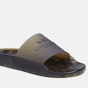 COACH Clear Iridescent Bling Jelly Slip On Slides C8895